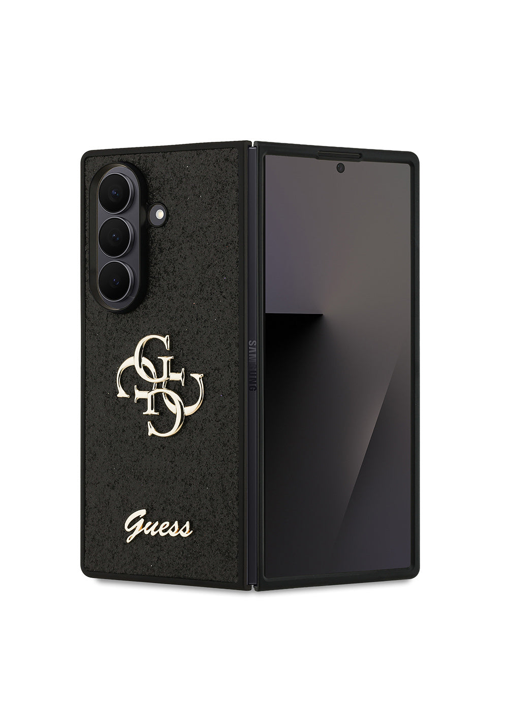 Galaxy Z Fold 7 Kılıf Guess Orijinal Lisanslı 4G Büyük Metal Logolu Glitter Kapak