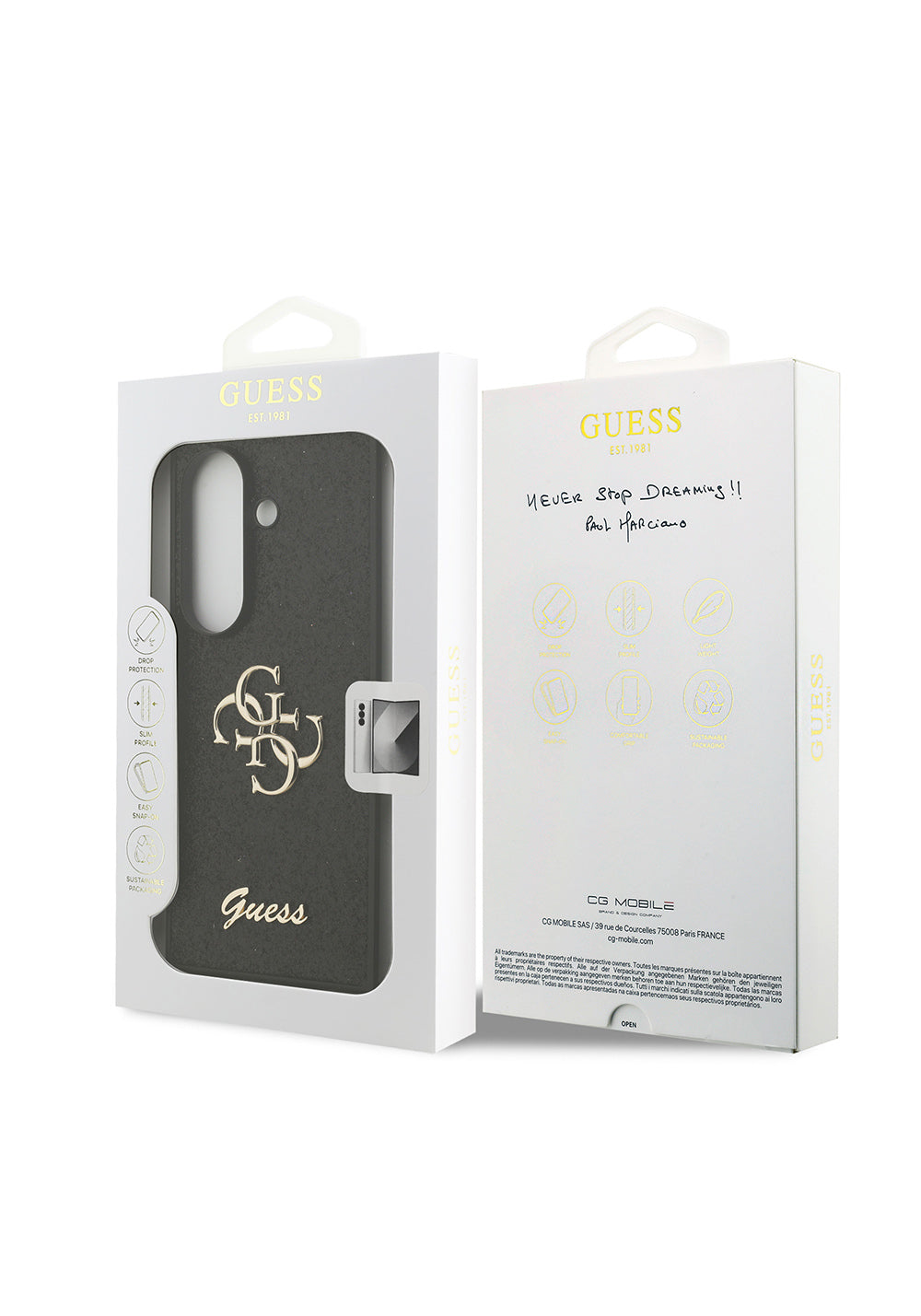 Galaxy Z Fold 7 Kılıf Guess Orijinal Lisanslı 4G Büyük Metal Logolu Glitter Kapak