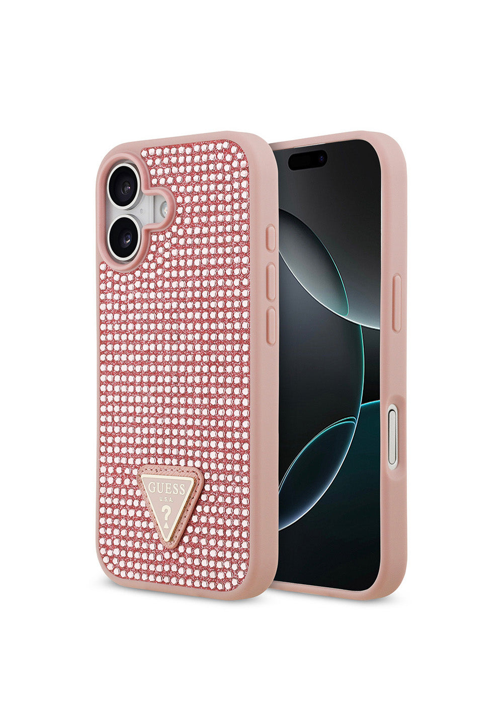 Apple iPhone 17 Kılıf Guess Orijinal Lisanslı Taşlı Arka Yüzey Üçgen Logolu Kapak