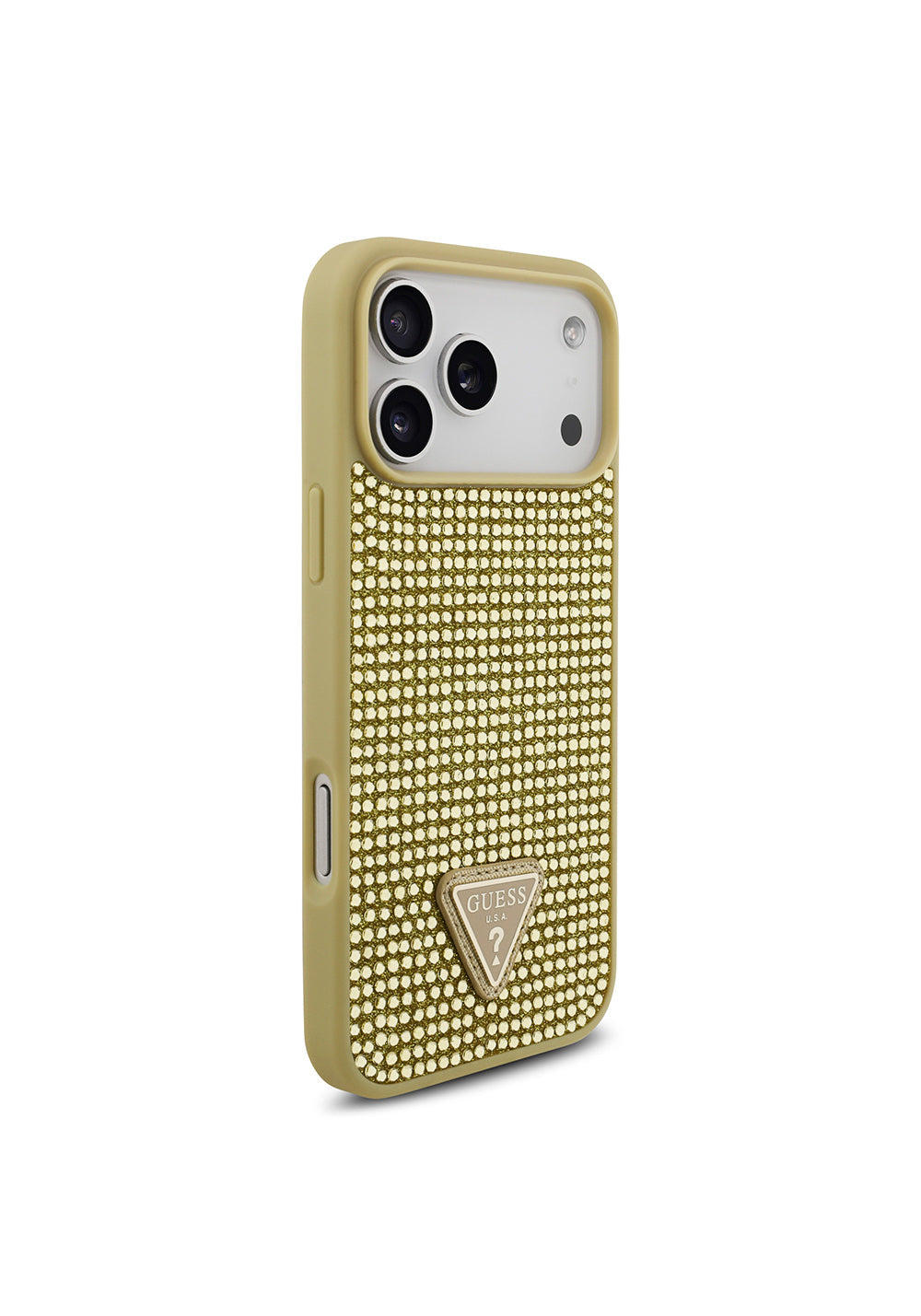 Apple iPhone 17 Pro Max Kılıf Guess Orijinal Lisanslı Taşlı Arka Yüzey Üçgen Logolu Kapak
