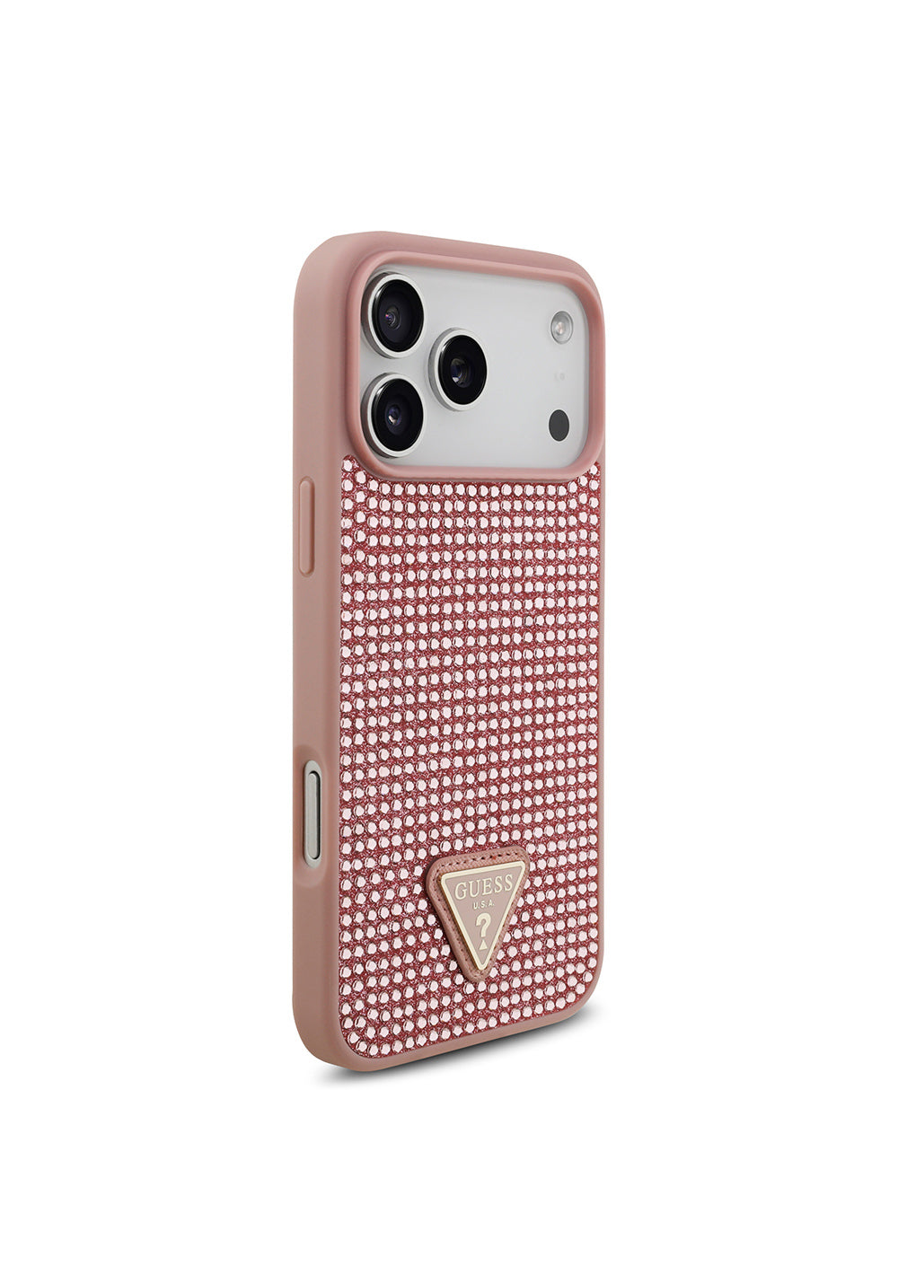 Apple iPhone 17 Pro Max Kılıf Guess Orijinal Lisanslı Taşlı Arka Yüzey Üçgen Logolu Kapak