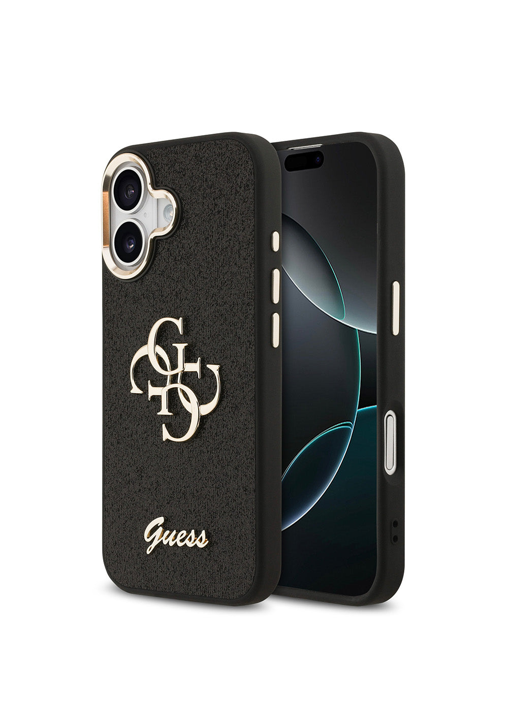 Apple iPhone 17 Kılıf Guess Orijinal Lisanslı 4G Büyük Metal Kamera Çerçeveli ve Logolu Glitter Kapak