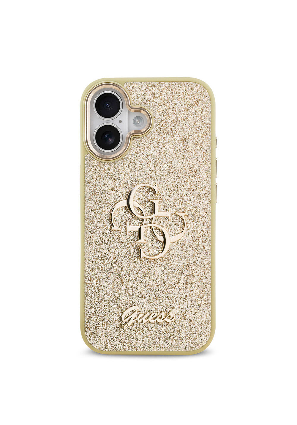 Apple iPhone 17 Kılıf Guess Orijinal Lisanslı 4G Büyük Metal Kamera Çerçeveli ve Logolu Glitter Kapak