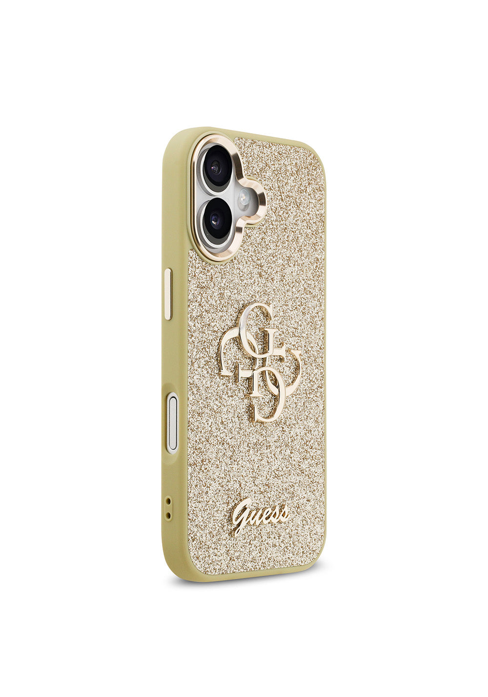 Apple iPhone 17 Kılıf Guess Orijinal Lisanslı 4G Büyük Metal Kamera Çerçeveli ve Logolu Glitter Kapak