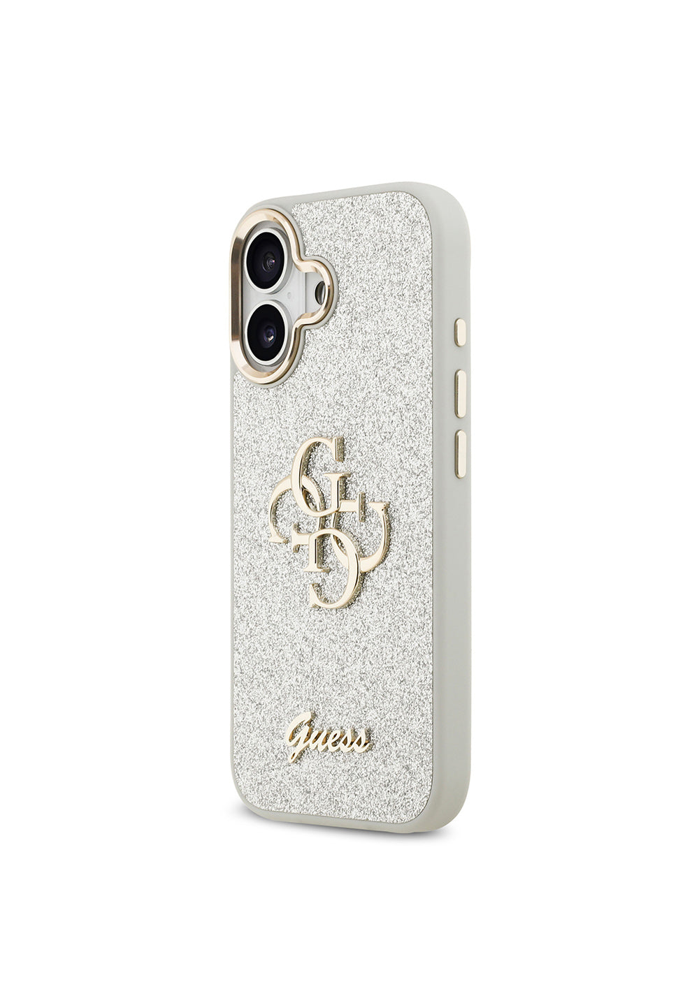 Apple iPhone 17 Kılıf Guess Orijinal Lisanslı 4G Büyük Metal Kamera Çerçeveli ve Logolu Glitter Kapak