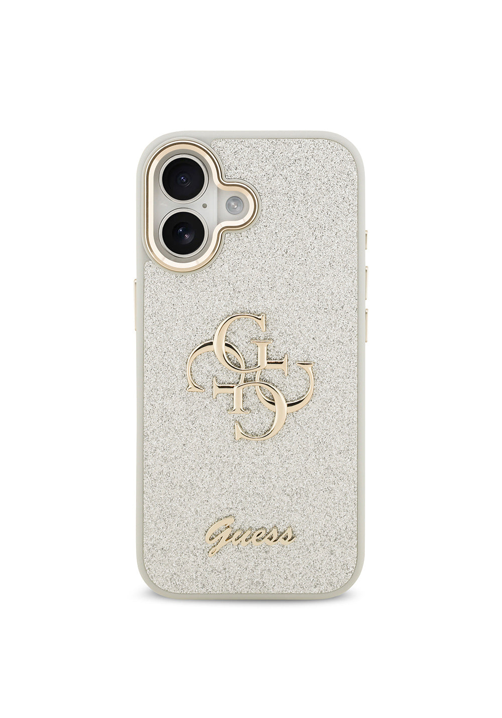Apple iPhone 17 Kılıf Guess Orijinal Lisanslı 4G Büyük Metal Kamera Çerçeveli ve Logolu Glitter Kapak