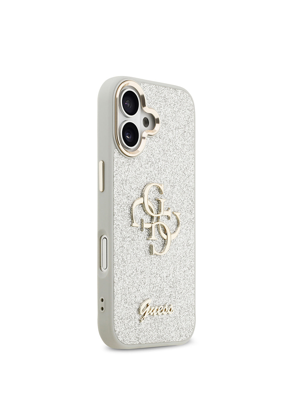 Apple iPhone 17 Kılıf Guess Orijinal Lisanslı 4G Büyük Metal Kamera Çerçeveli ve Logolu Glitter Kapak