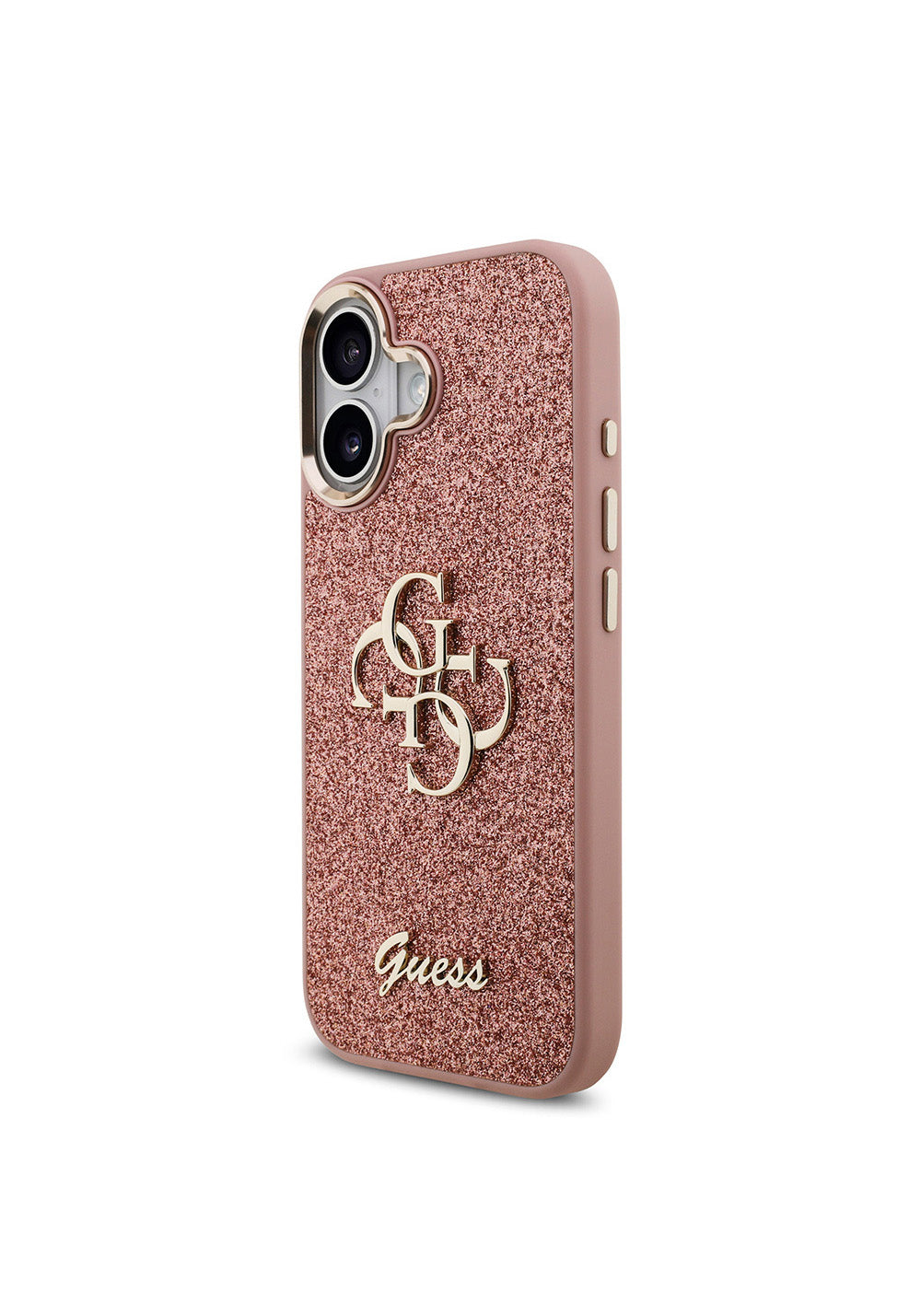 Apple iPhone 17 Kılıf Guess Orijinal Lisanslı 4G Büyük Metal Kamera Çerçeveli ve Logolu Glitter Kapak