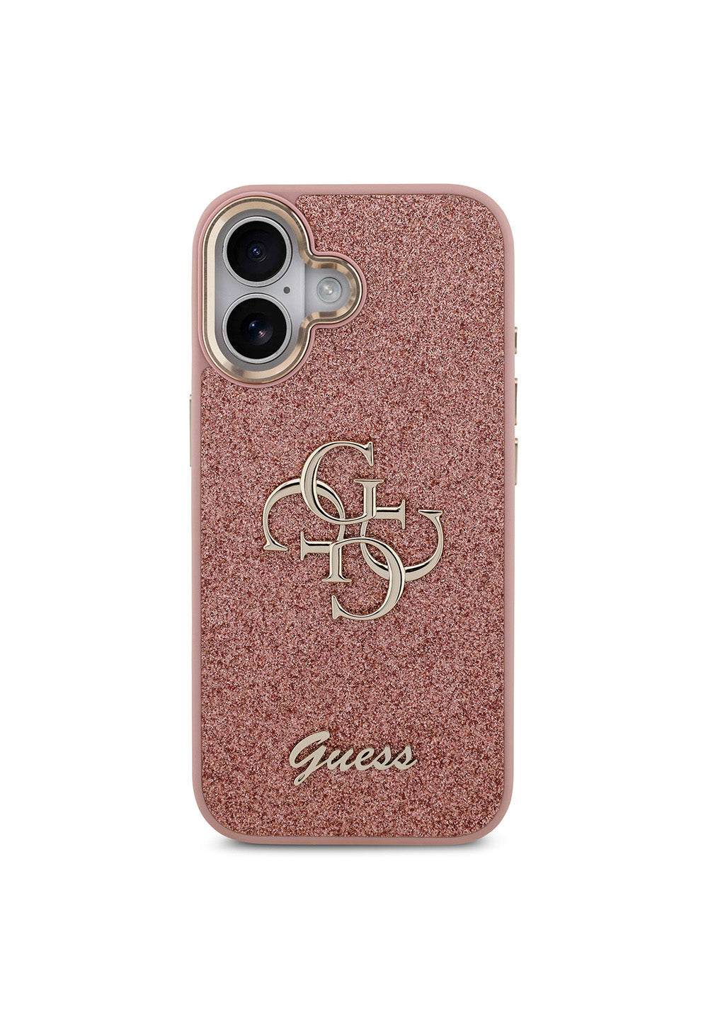 Apple iPhone 17 Kılıf Guess Orijinal Lisanslı 4G Büyük Metal Kamera Çerçeveli ve Logolu Glitter Kapak