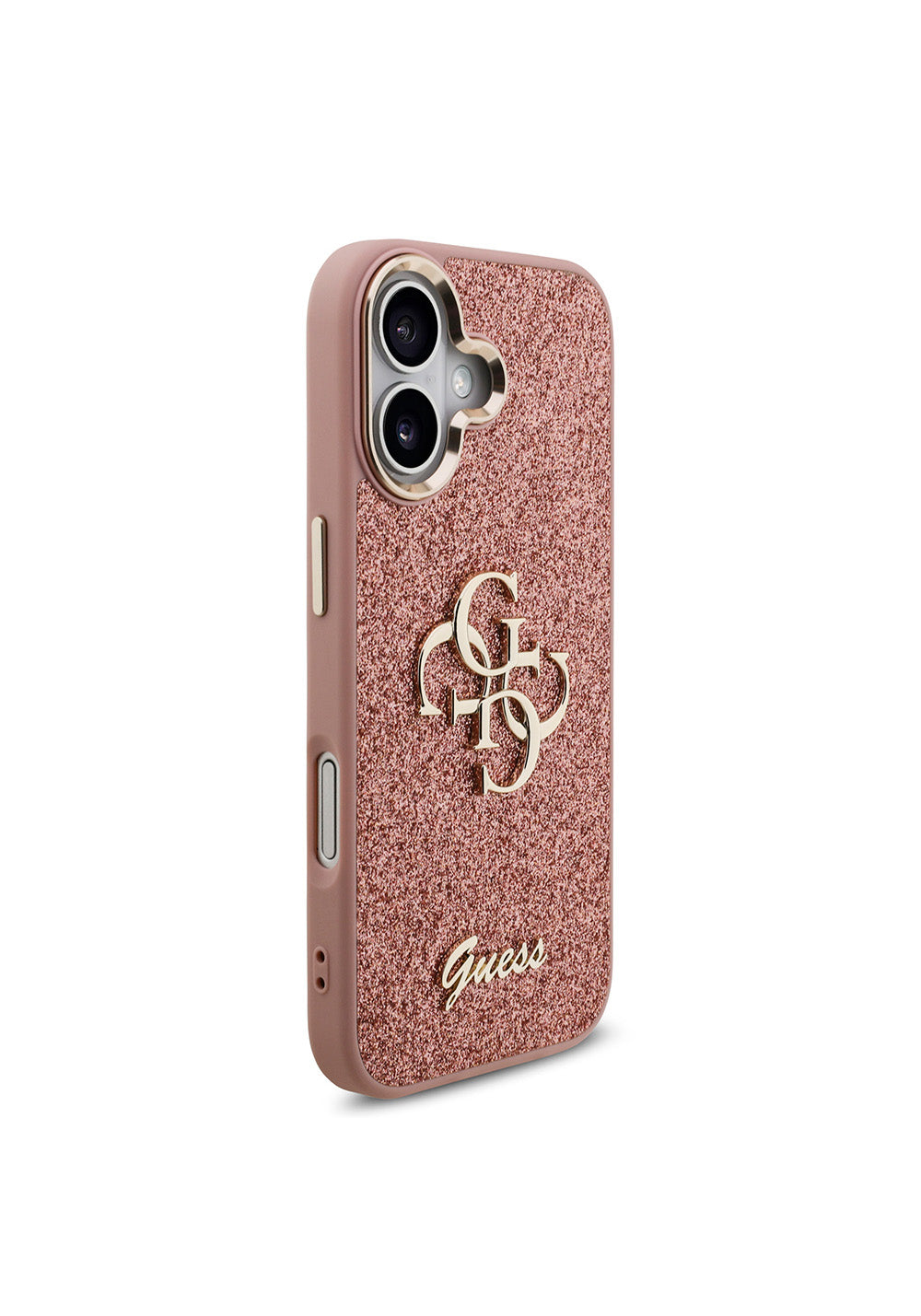 Apple iPhone 17 Kılıf Guess Orijinal Lisanslı 4G Büyük Metal Kamera Çerçeveli ve Logolu Glitter Kapak