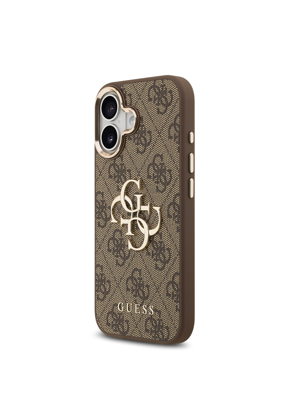 Apple iPhone 17 Kılıf Guess Orijinal Lisanslı Gold Metal Kamera Çerçeveli 4G Desenli Metal Büyük 4G ve Yazı Logolu Kapak