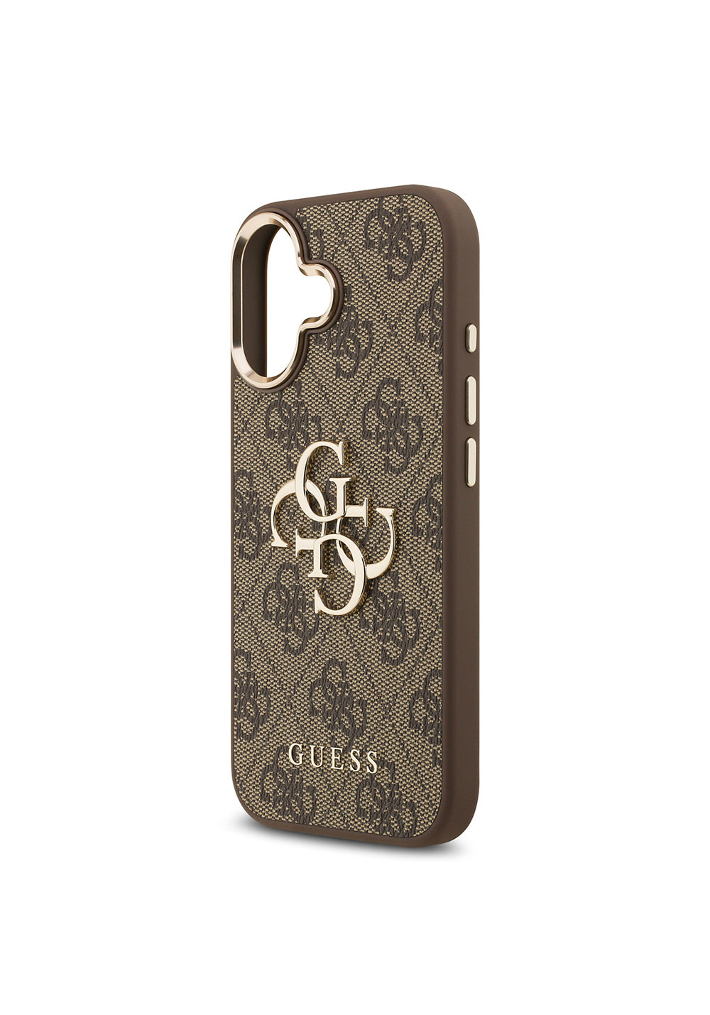 Apple iPhone 17 Kılıf Guess Orijinal Lisanslı Gold Metal Kamera Çerçeveli 4G Desenli Metal Büyük 4G ve Yazı Logolu Kapak
