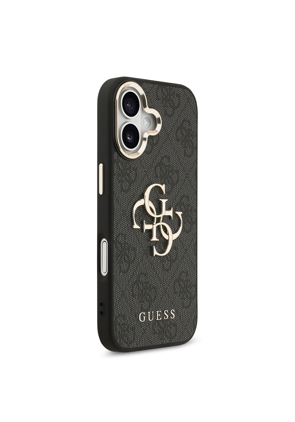 Apple iPhone 17 Kılıf Guess Orijinal Lisanslı Gold Metal Kamera Çerçeveli 4G Desenli Metal Büyük 4G ve Yazı Logolu Kapak