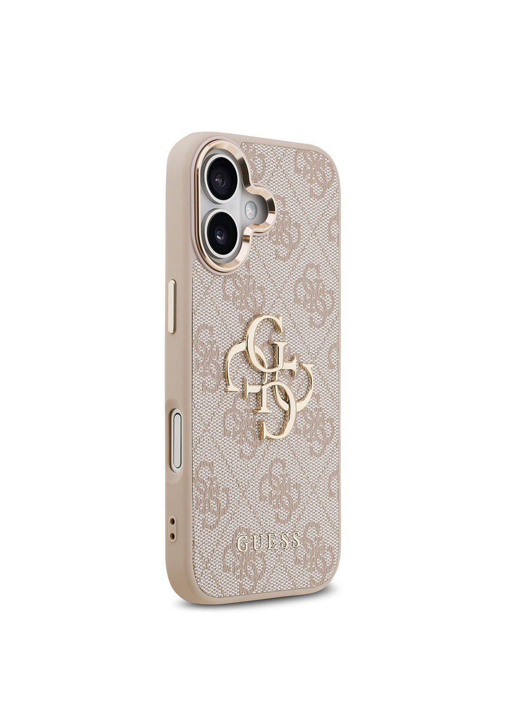 Apple iPhone 17 Kılıf Guess Orijinal Lisanslı Gold Metal Kamera Çerçeveli 4G Desenli Metal Büyük 4G ve Yazı Logolu Kapak