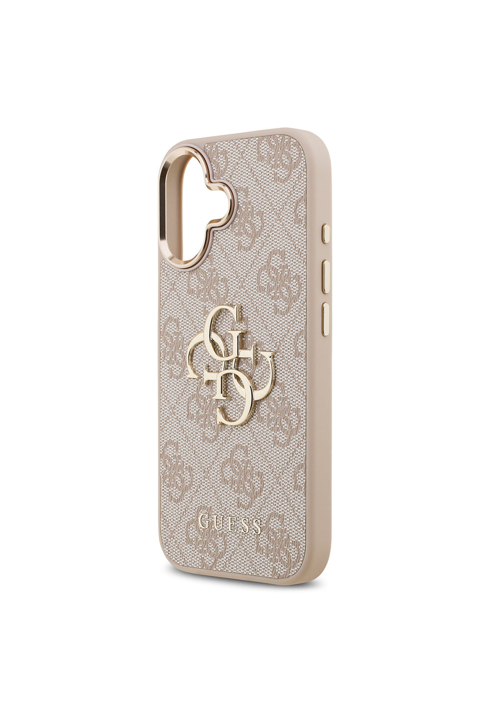 Apple iPhone 17 Kılıf Guess Orijinal Lisanslı Gold Metal Kamera Çerçeveli 4G Desenli Metal Büyük 4G ve Yazı Logolu Kapak