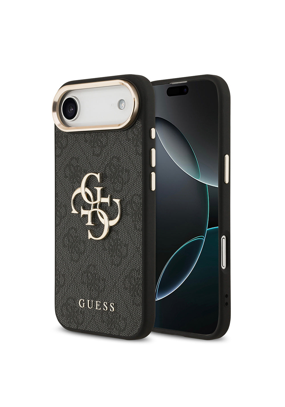 Apple iPhone 17 Air Kılıf Guess Orijinal Lisanslı Gold Metal Kamera Çerçeveli 4G Desenli Metal Büyük 4G ve Yazı Logolu Kapak