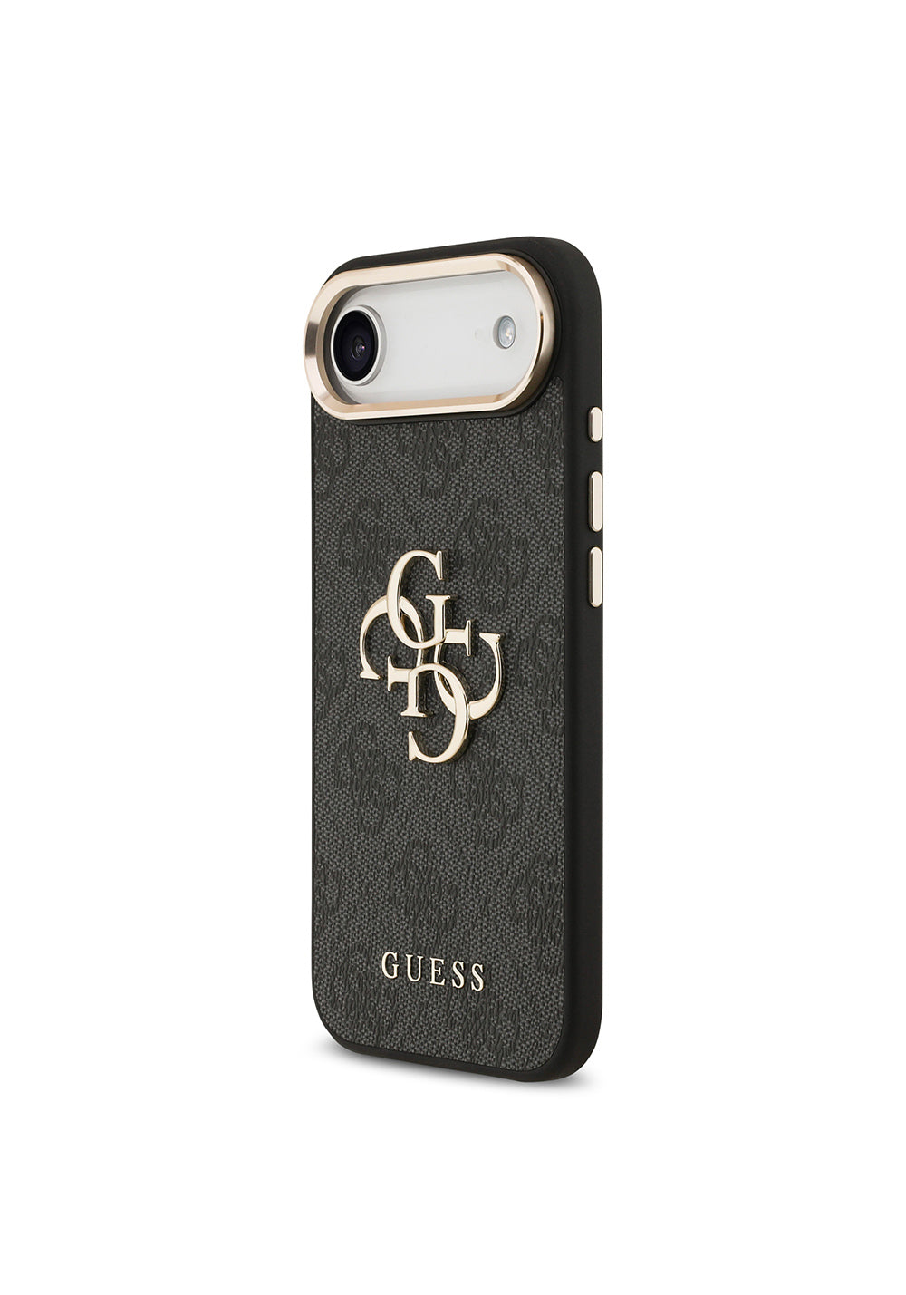 Apple iPhone 17 Air Kılıf Guess Orijinal Lisanslı Gold Metal Kamera Çerçeveli 4G Desenli Metal Büyük 4G ve Yazı Logolu Kapak