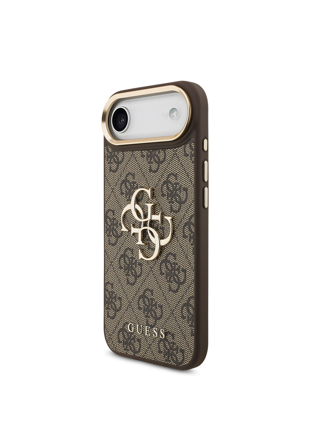 Apple iPhone 17 Air Kılıf Guess Orijinal Lisanslı Gold Metal Kamera Çerçeveli 4G Desenli Metal Büyük 4G ve Yazı Logolu Kapak