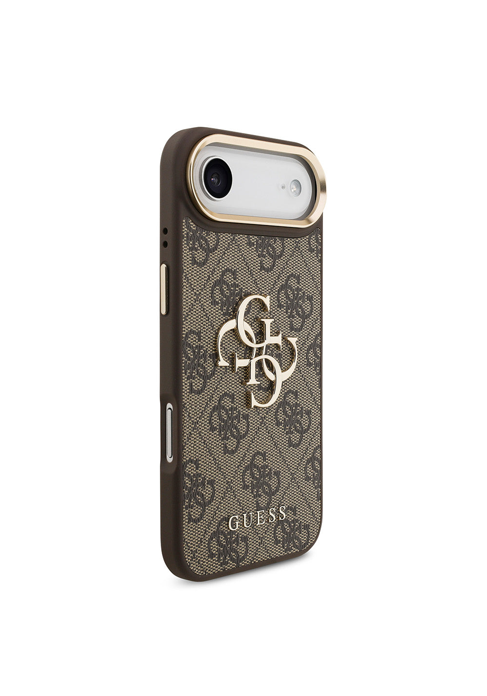 Apple iPhone 17 Air Kılıf Guess Orijinal Lisanslı Gold Metal Kamera Çerçeveli 4G Desenli Metal Büyük 4G ve Yazı Logolu Kapak