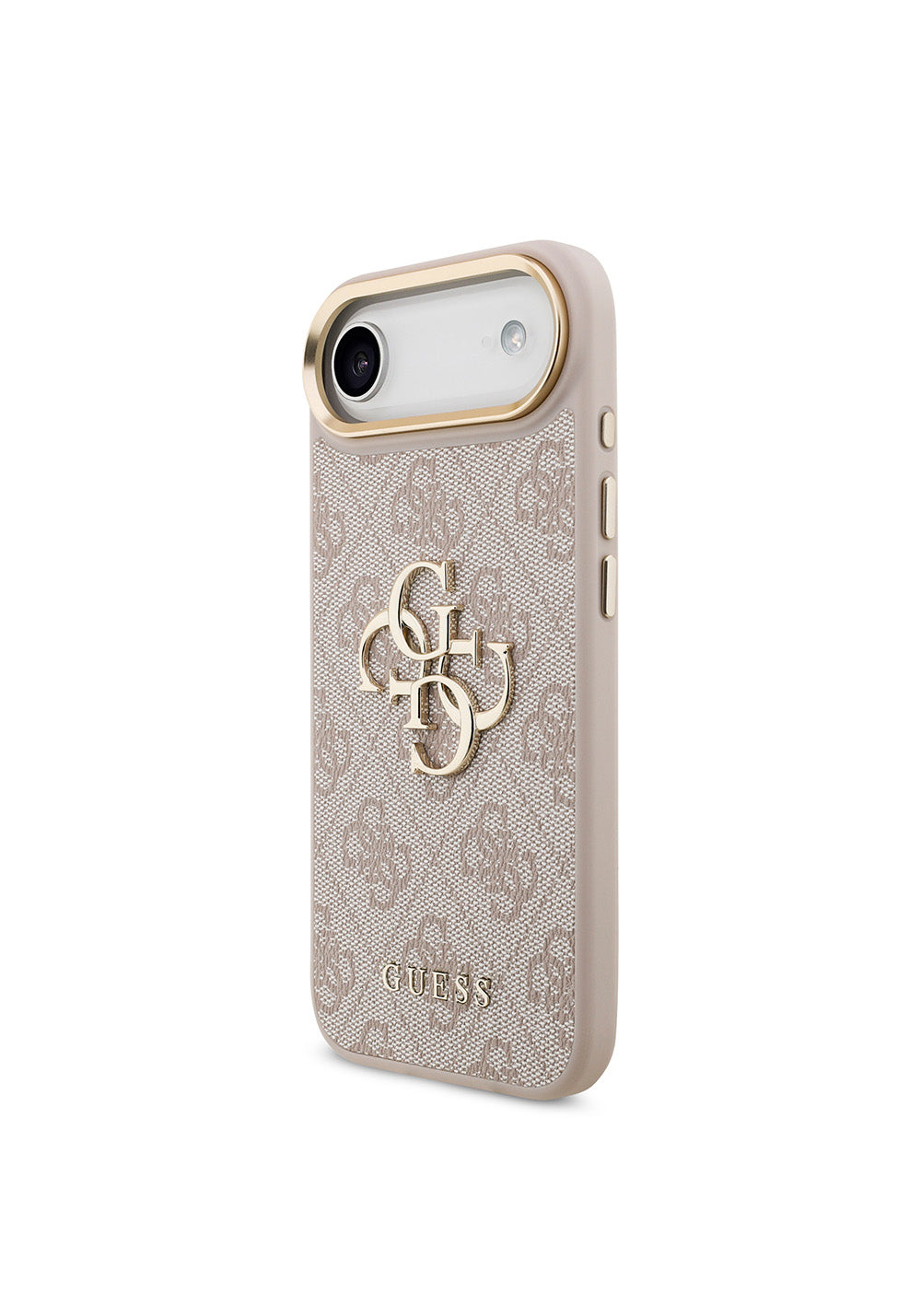 Apple iPhone 17 Air Kılıf Guess Orijinal Lisanslı Gold Metal Kamera Çerçeveli 4G Desenli Metal Büyük 4G ve Yazı Logolu Kapak
