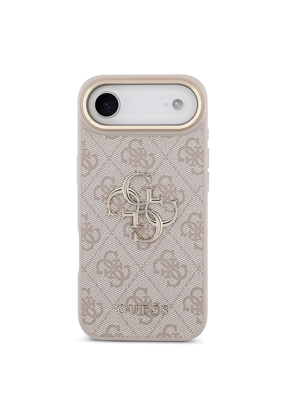 Apple iPhone 17 Air Kılıf Guess Orijinal Lisanslı Gold Metal Kamera Çerçeveli 4G Desenli Metal Büyük 4G ve Yazı Logolu Kapak