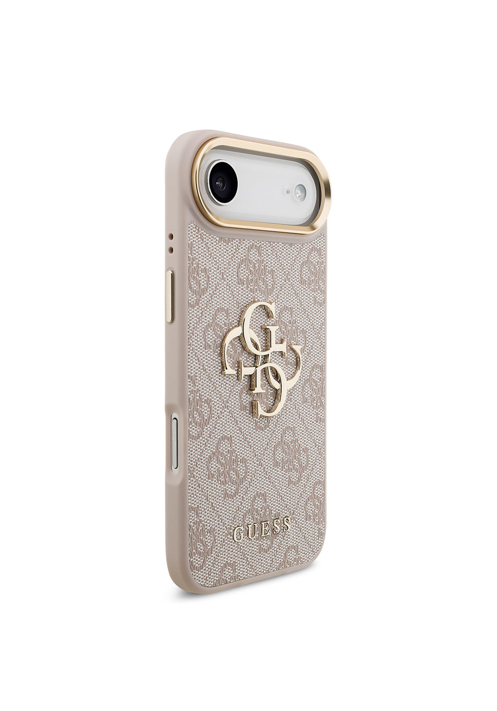 Apple iPhone 17 Air Kılıf Guess Orijinal Lisanslı Gold Metal Kamera Çerçeveli 4G Desenli Metal Büyük 4G ve Yazı Logolu Kapak