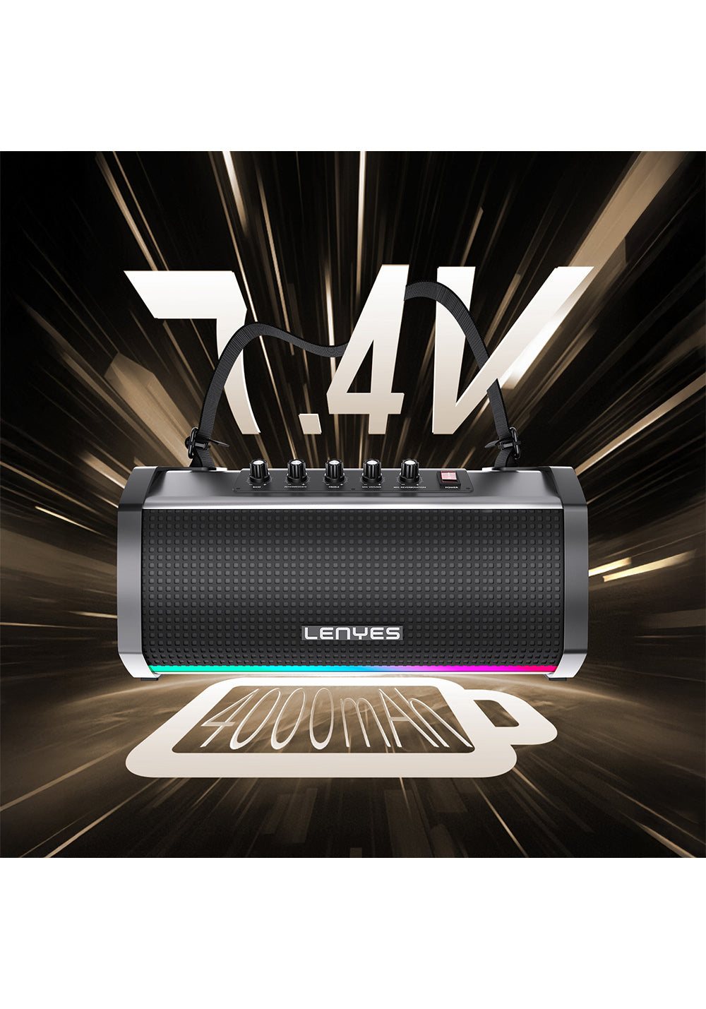 Lenyes S863 RGB Led Işıklı Mikrofonlu TWS Bluetooth Speaker Hoparlör v5.3