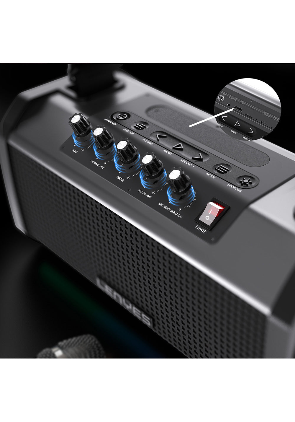 Lenyes S863 RGB Led Işıklı Mikrofonlu TWS Bluetooth Speaker Hoparlör v5.3