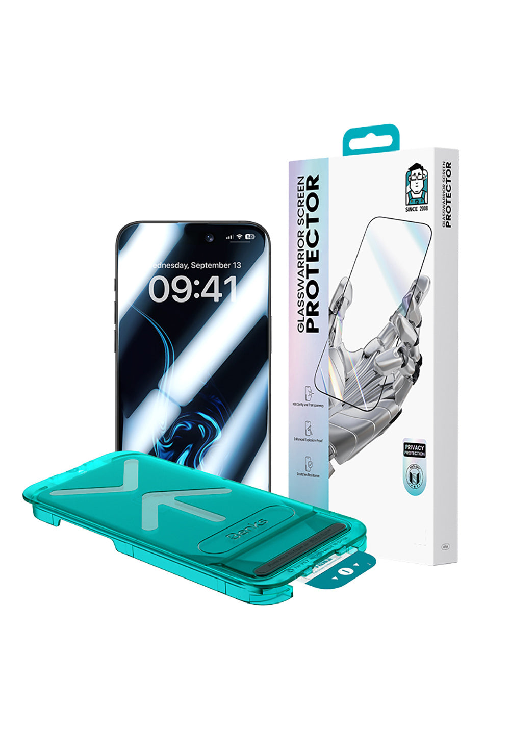 Apple iPhone 17 Benks Glass Warrior Privacy HD Cam Ekran Koruyucu + Kolay Uygulama Aparatlı