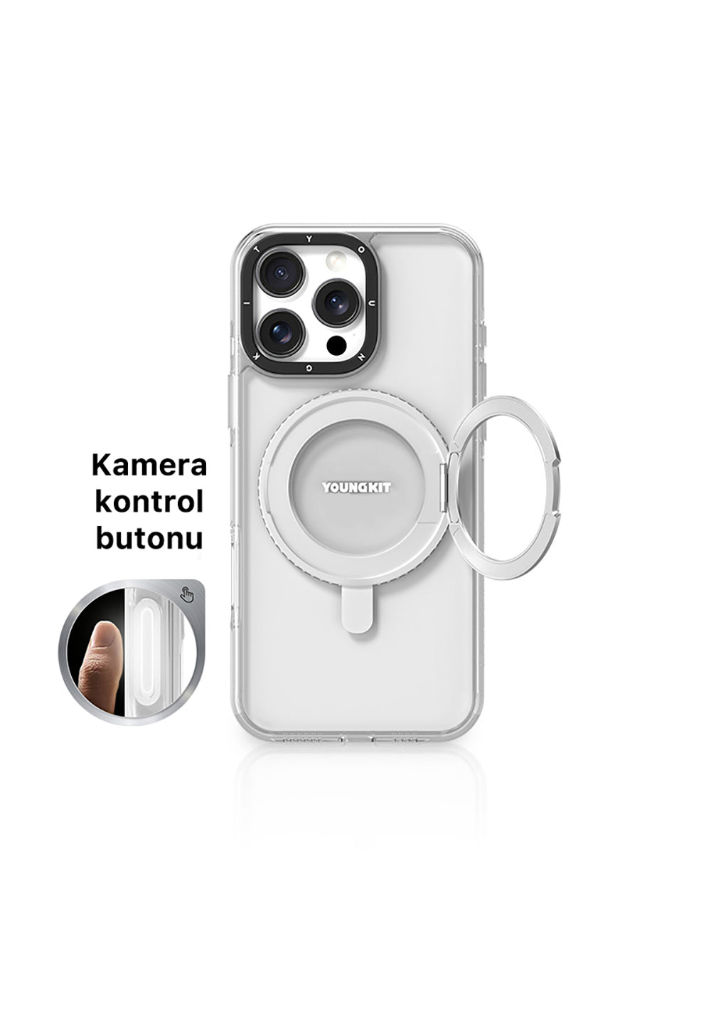 Apple iPhone 16 Pro Max Kılıf Manyetik Şarj Uyumlu Standlı Aksiyon Butonlu Youngkit Pivot Serisi Kapak