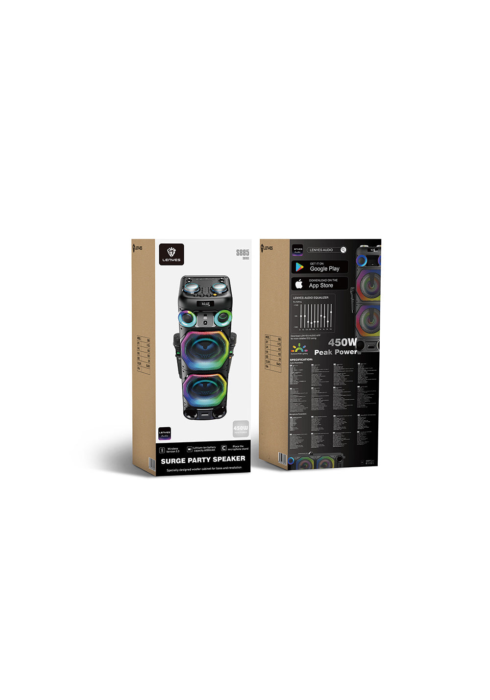 Lenyes S885 RGB Işıklı Çift Mikrofonlu Kablosuz TWS Bluetooth Speaker Hoparlör v5.3