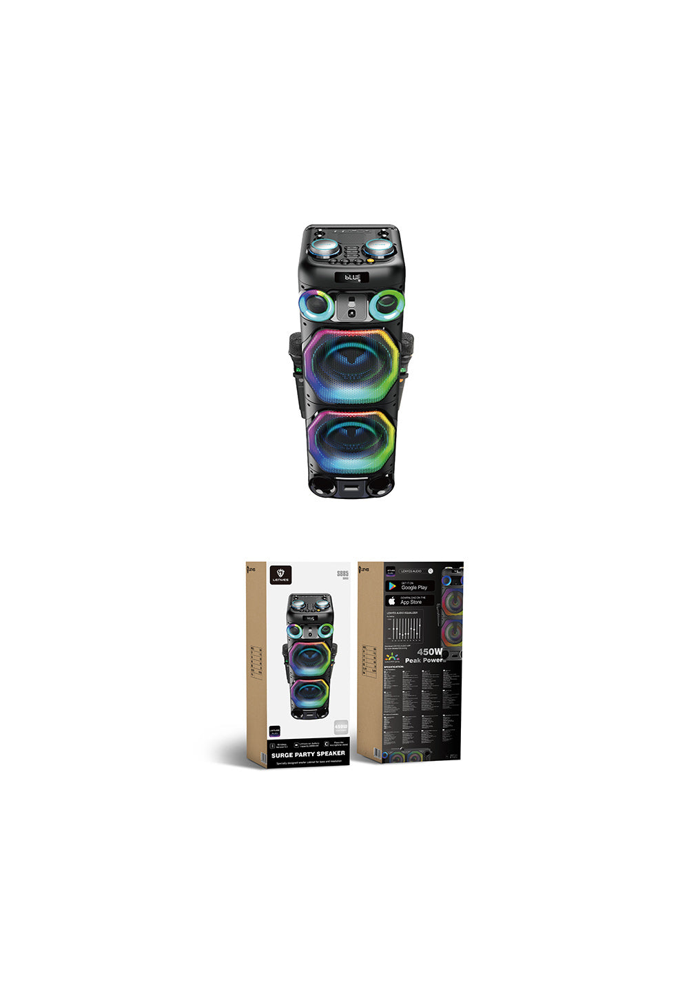 Lenyes S885 RGB Işıklı Çift Mikrofonlu Kablosuz TWS Bluetooth Speaker Hoparlör v5.3