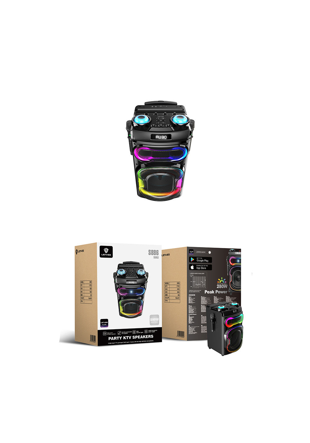 Lenyes S886 RGB Işıklı Çift Mikrofonlu Kablosuz TWS Bluetooth Speaker Hoparlör v5.3