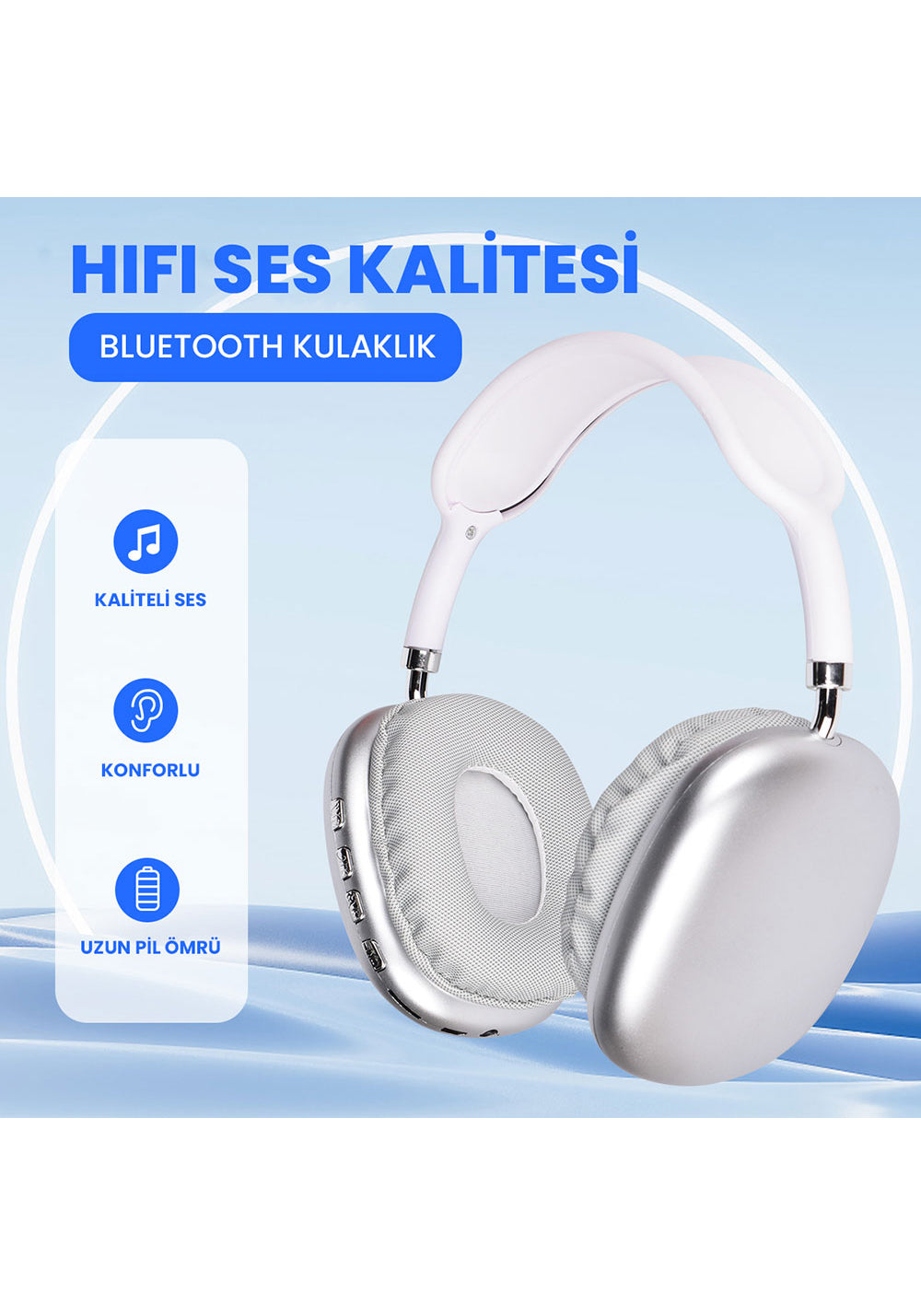 Lapas P10 Hi-Fi Ses Kalitesi Ayarlanabilir ve Katlanabilir Kulak Üstü Bluetooth Kulaklık
