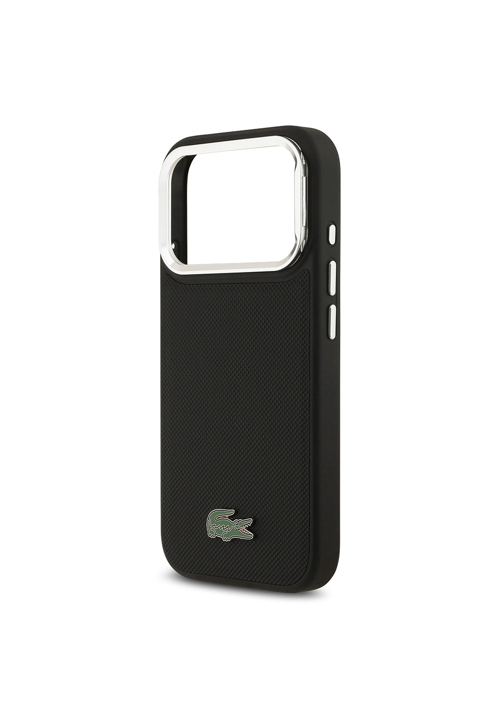 Apple iPhone 17 Pro Kılıf Lacoste Orijinal Lisanslı Manyetik Şarj Uyumlu PU Pike Desenli Standlı Metal Logolu Kapak