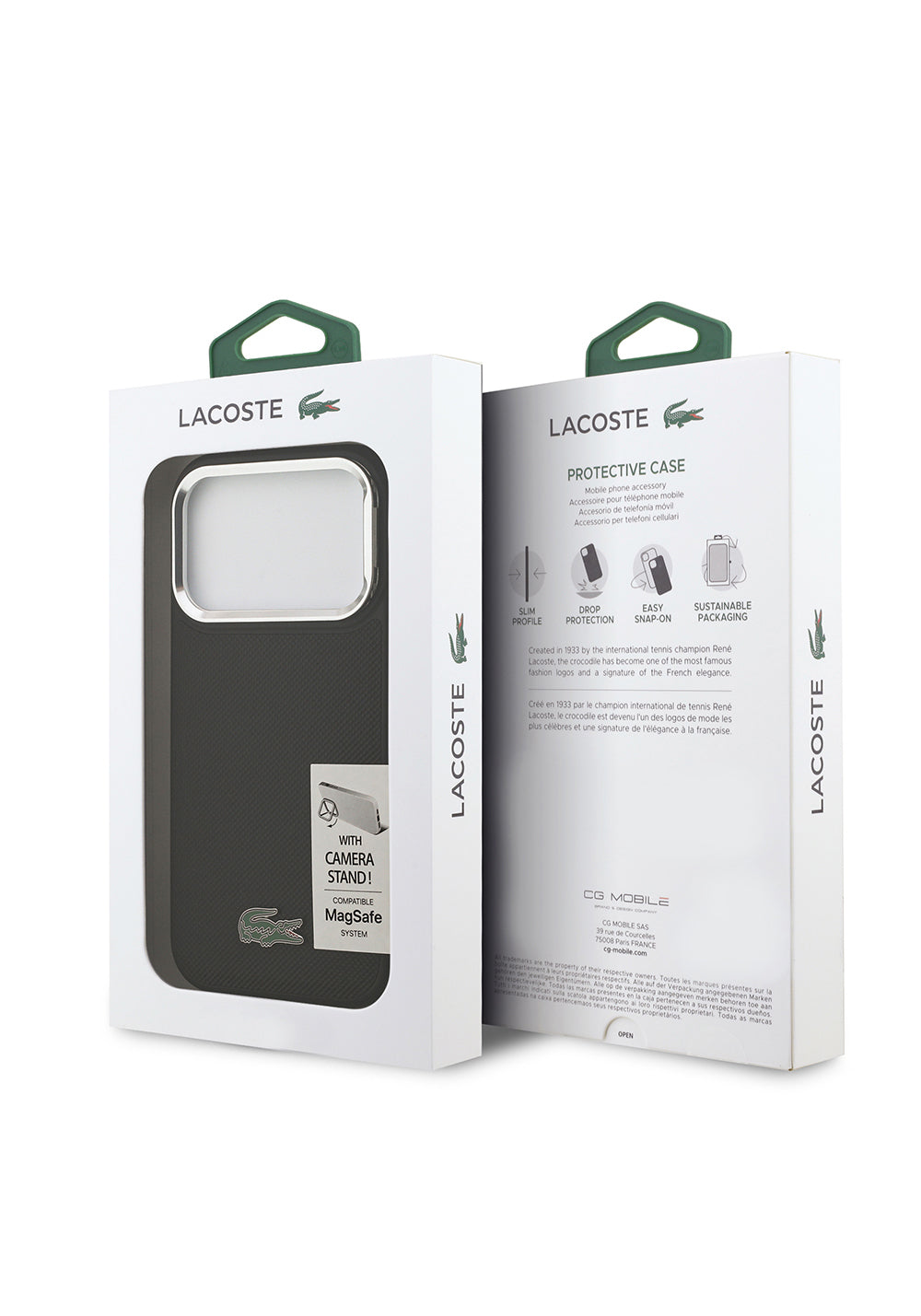 Apple iPhone 17 Pro Kılıf Lacoste Orijinal Lisanslı Manyetik Şarj Uyumlu PU Pike Desenli Standlı Metal Logolu Kapak