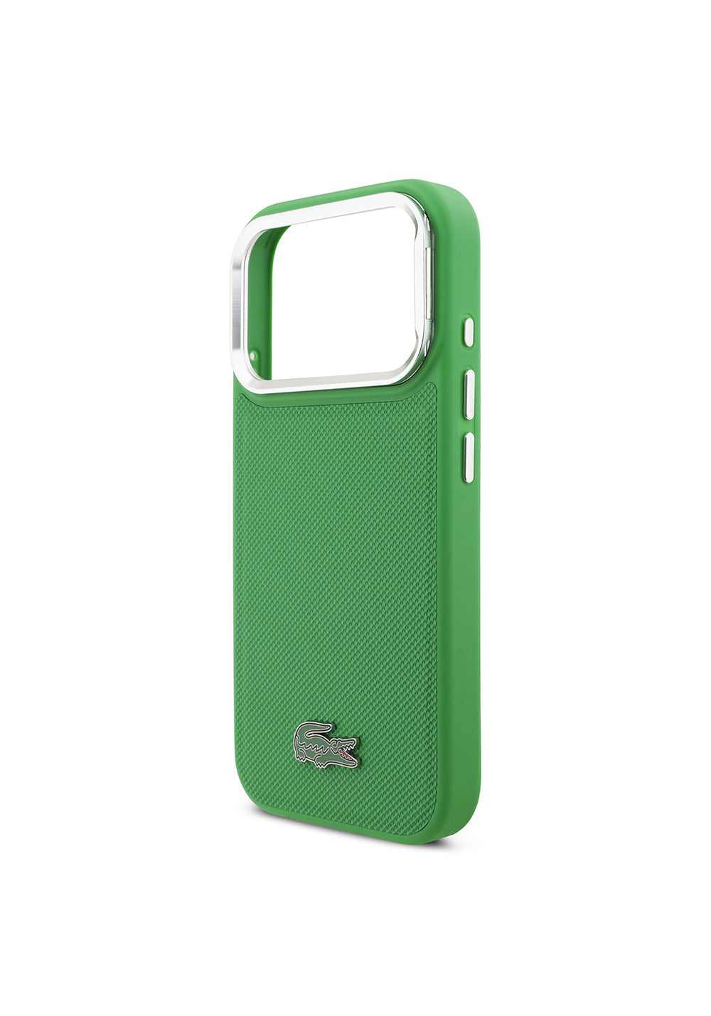 Apple iPhone 17 Pro Kılıf Lacoste Orijinal Lisanslı Manyetik Şarj Uyumlu PU Pike Desenli Standlı Metal Logolu Kapak