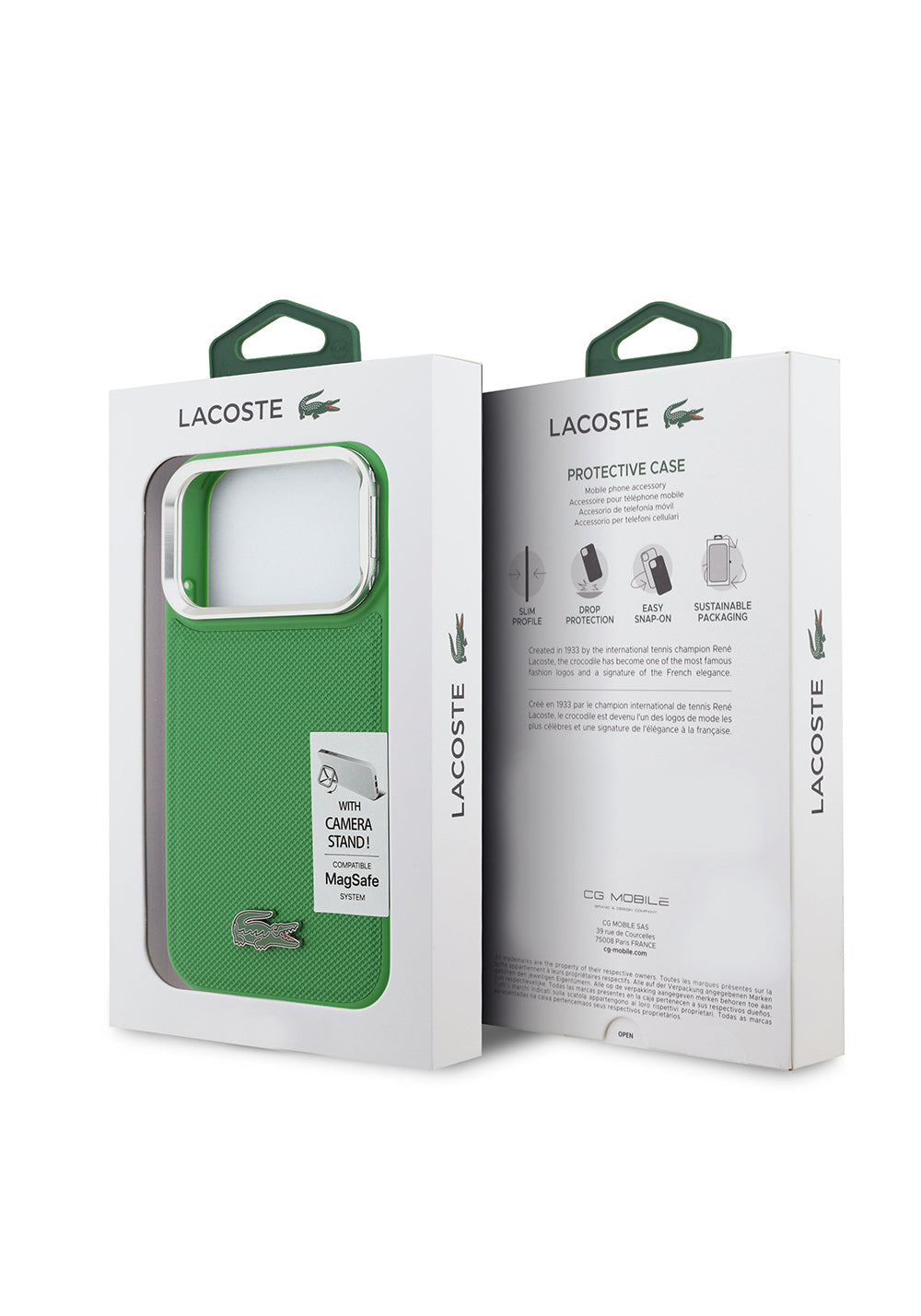 Apple iPhone 17 Pro Kılıf Lacoste Orijinal Lisanslı Manyetik Şarj Uyumlu PU Pike Desenli Standlı Metal Logolu Kapak