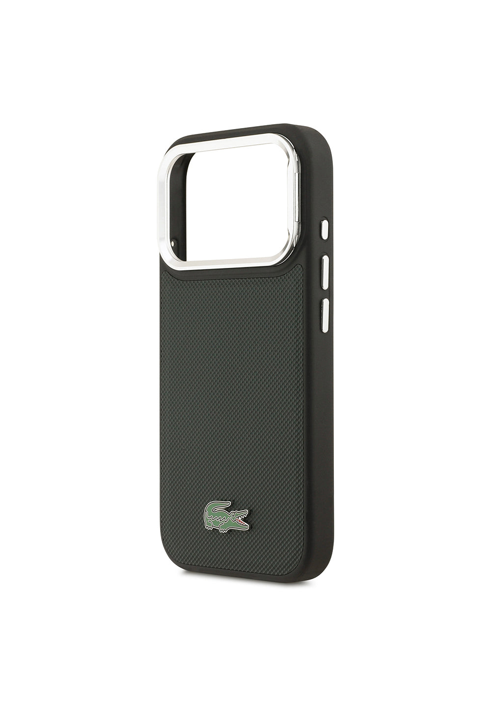 Apple iPhone 17 Pro Kılıf Lacoste Orijinal Lisanslı Manyetik Şarj Uyumlu PU Pike Desenli Standlı Metal Logolu Kapak