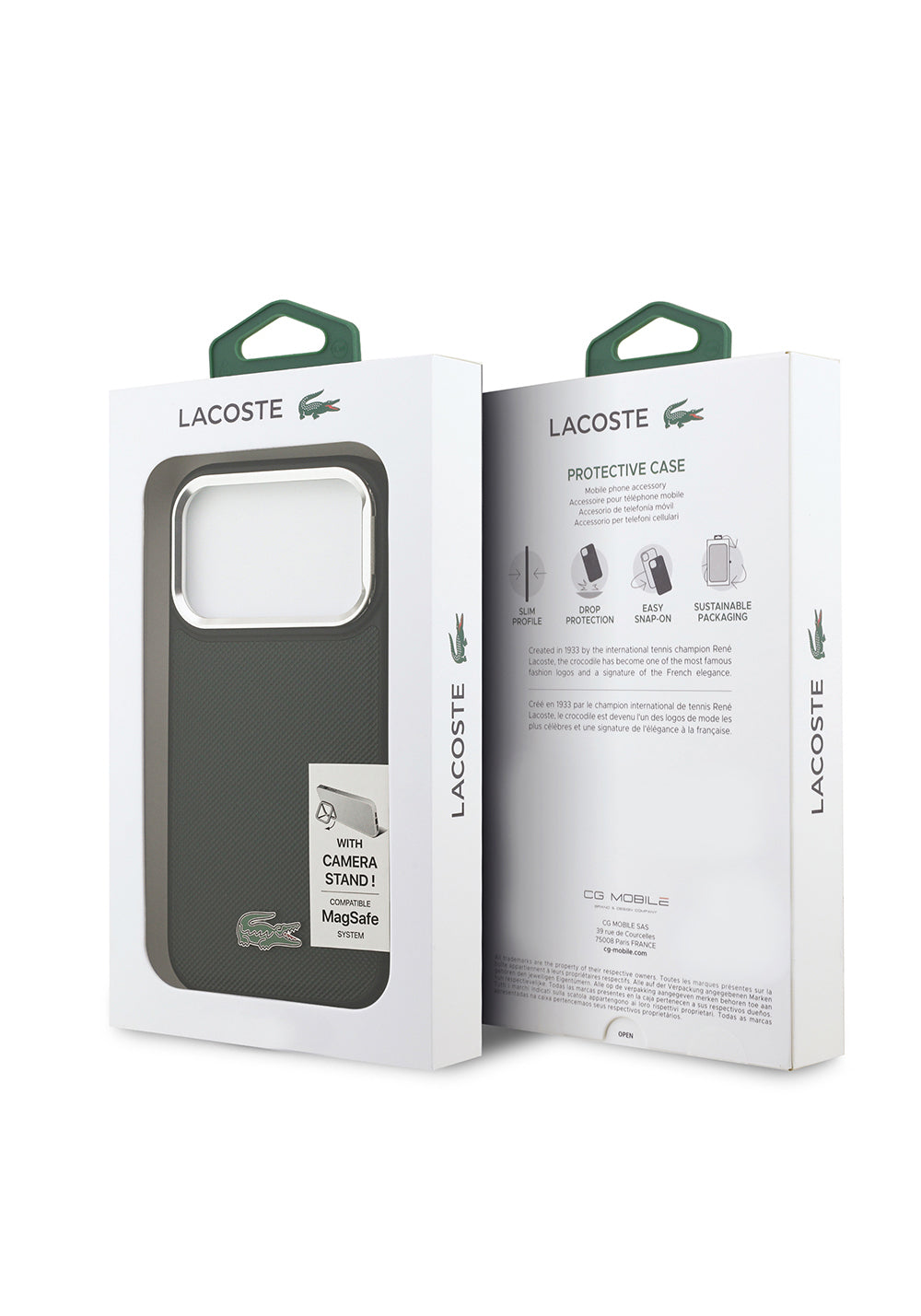 Apple iPhone 17 Pro Kılıf Lacoste Orijinal Lisanslı Manyetik Şarj Uyumlu PU Pike Desenli Standlı Metal Logolu Kapak
