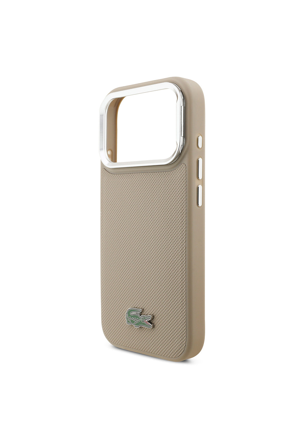 Apple iPhone 17 Pro Kılıf Lacoste Orijinal Lisanslı Manyetik Şarj Uyumlu PU Pike Desenli Standlı Metal Logolu Kapak