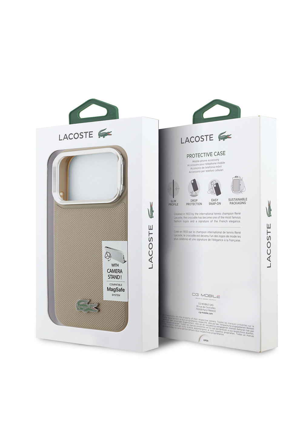 Apple iPhone 17 Pro Kılıf Lacoste Orijinal Lisanslı Manyetik Şarj Uyumlu PU Pike Desenli Standlı Metal Logolu Kapak