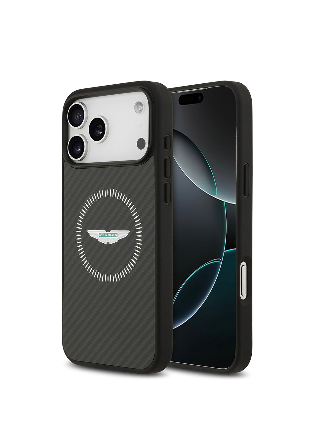 Apple iPhone 17 Pro Max Kılıf Aston Martin Orijinal Lisanslı Manyetik Şarj Uyumlu Karbon Fiber Kapak