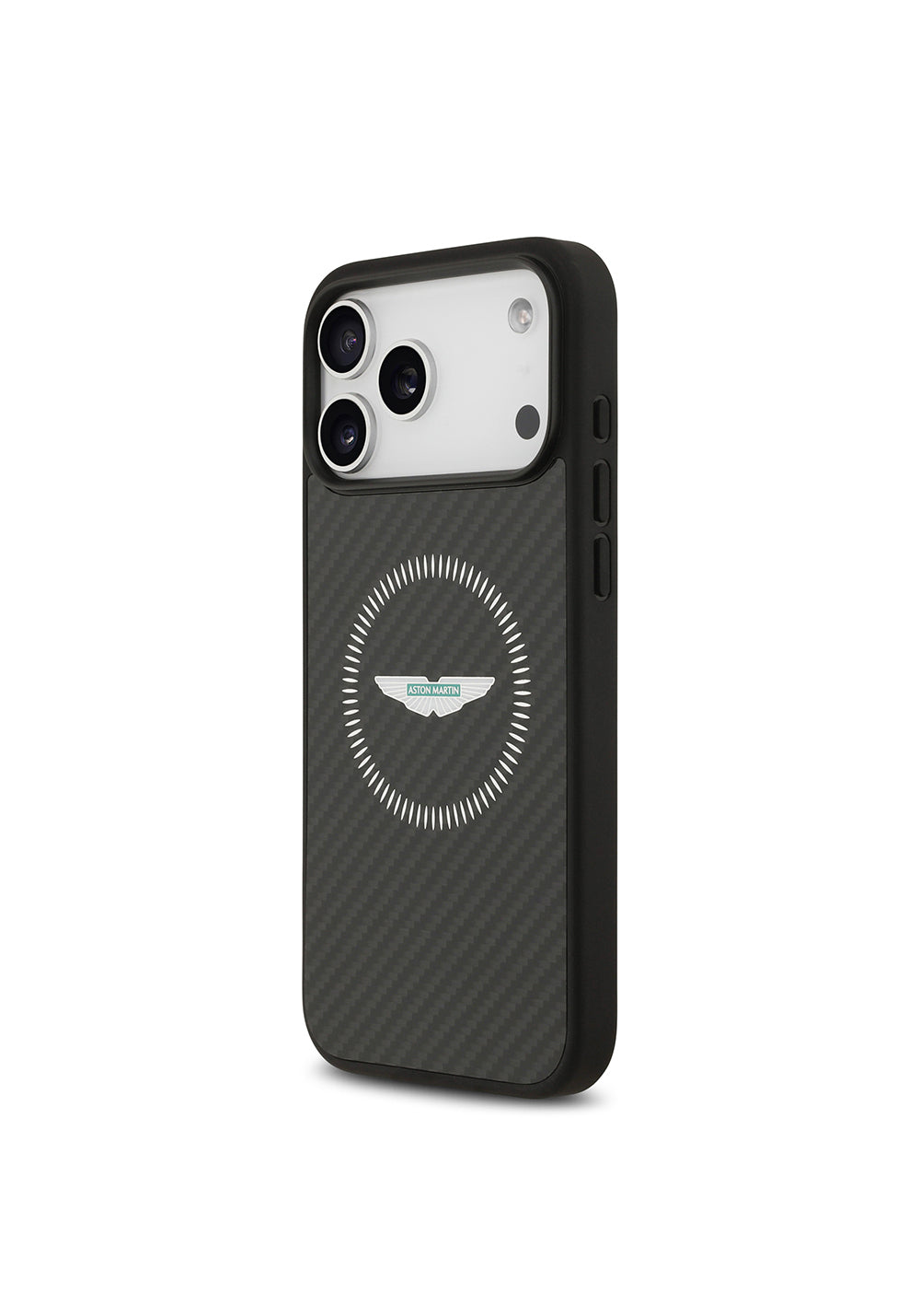 Apple iPhone 17 Pro Max Kılıf Aston Martin Orijinal Lisanslı Manyetik Şarj Uyumlu Karbon Fiber Kapak