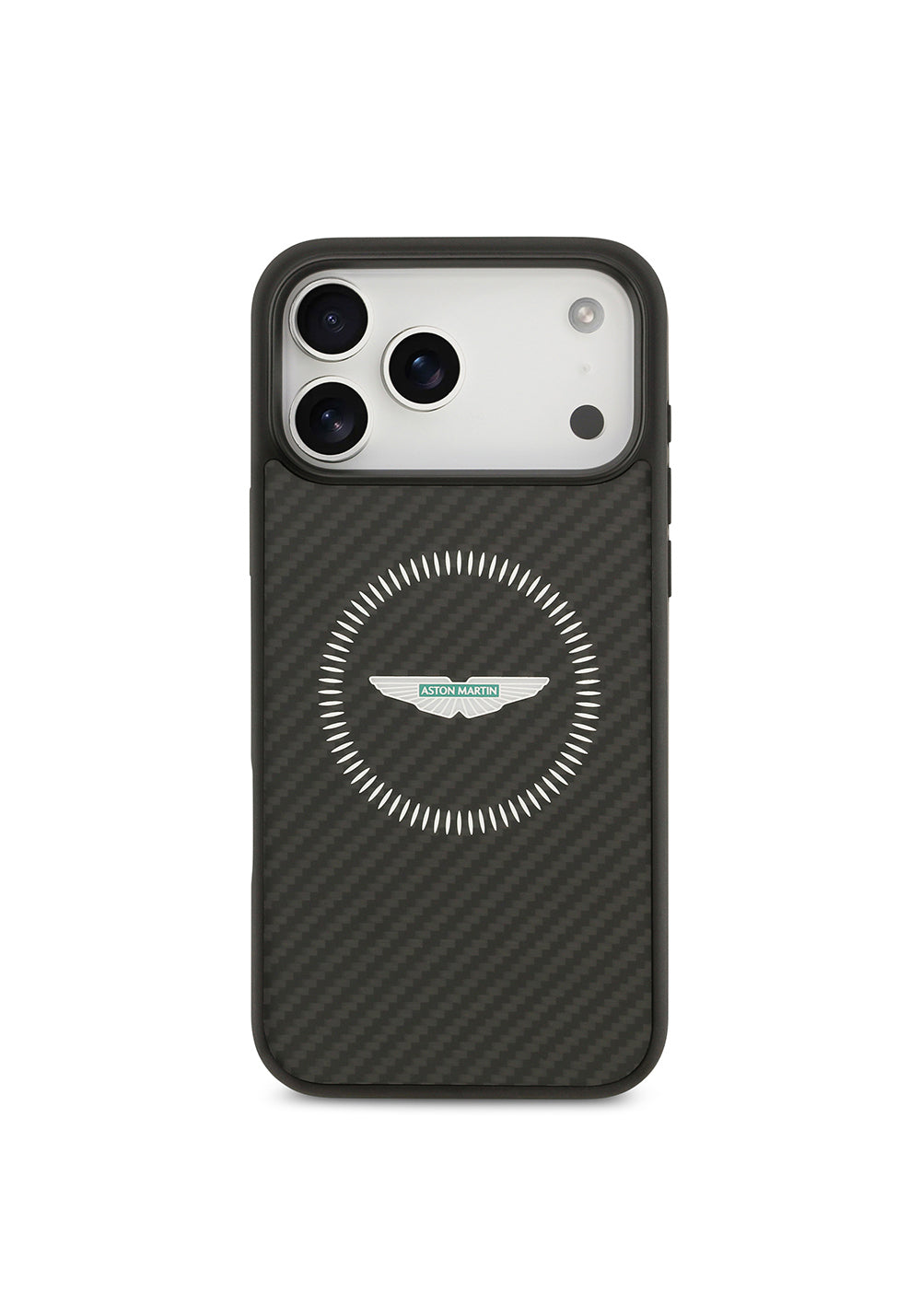 Apple iPhone 17 Pro Max Kılıf Aston Martin Orijinal Lisanslı Manyetik Şarj Uyumlu Karbon Fiber Kapak