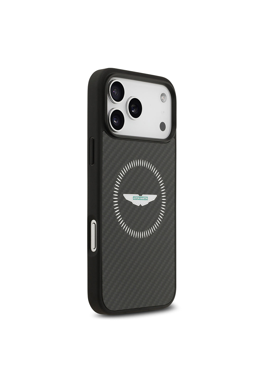 Apple iPhone 17 Pro Max Kılıf Aston Martin Orijinal Lisanslı Manyetik Şarj Uyumlu Karbon Fiber Kapak