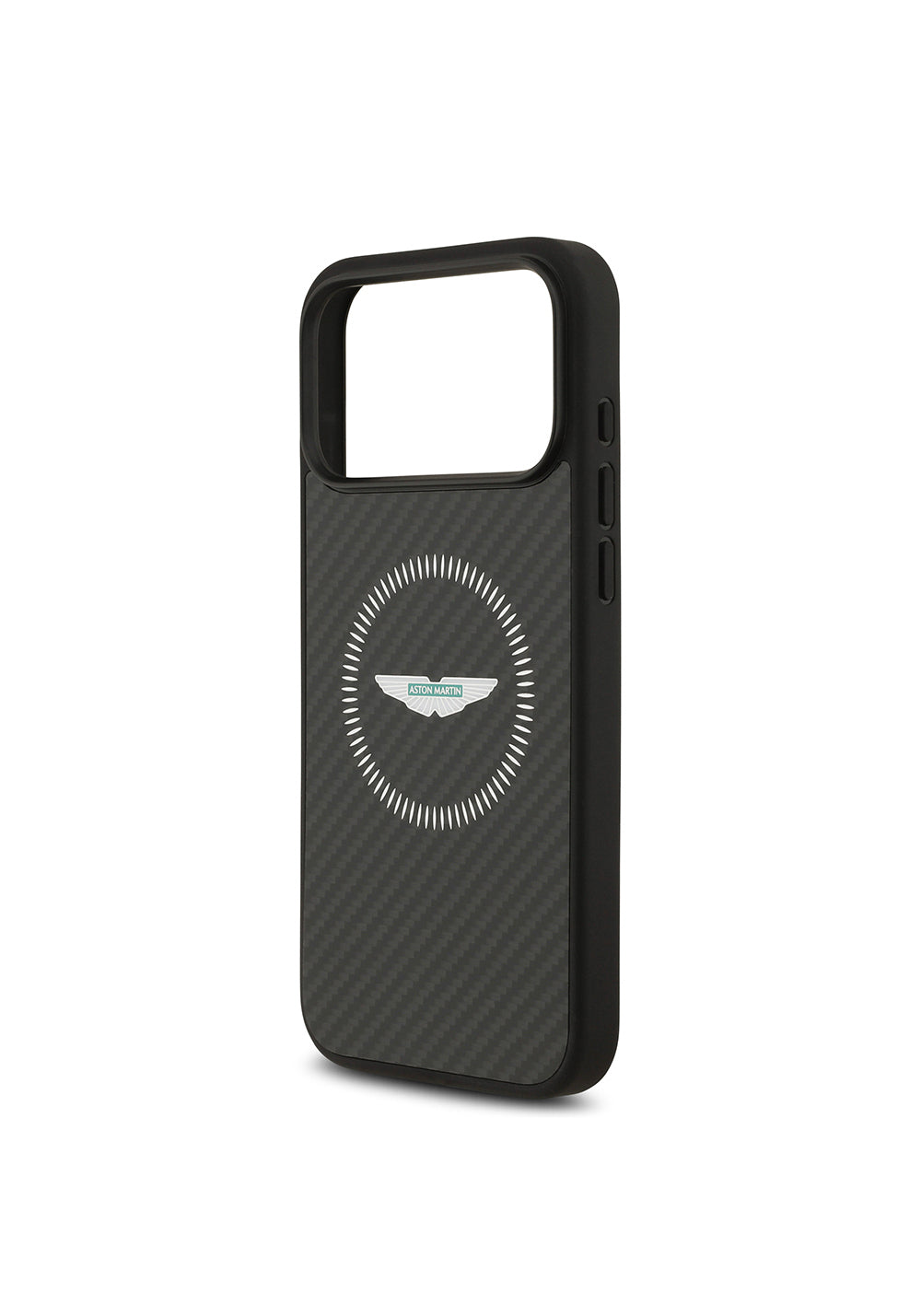 Apple iPhone 17 Pro Max Kılıf Aston Martin Orijinal Lisanslı Manyetik Şarj Uyumlu Karbon Fiber Kapak