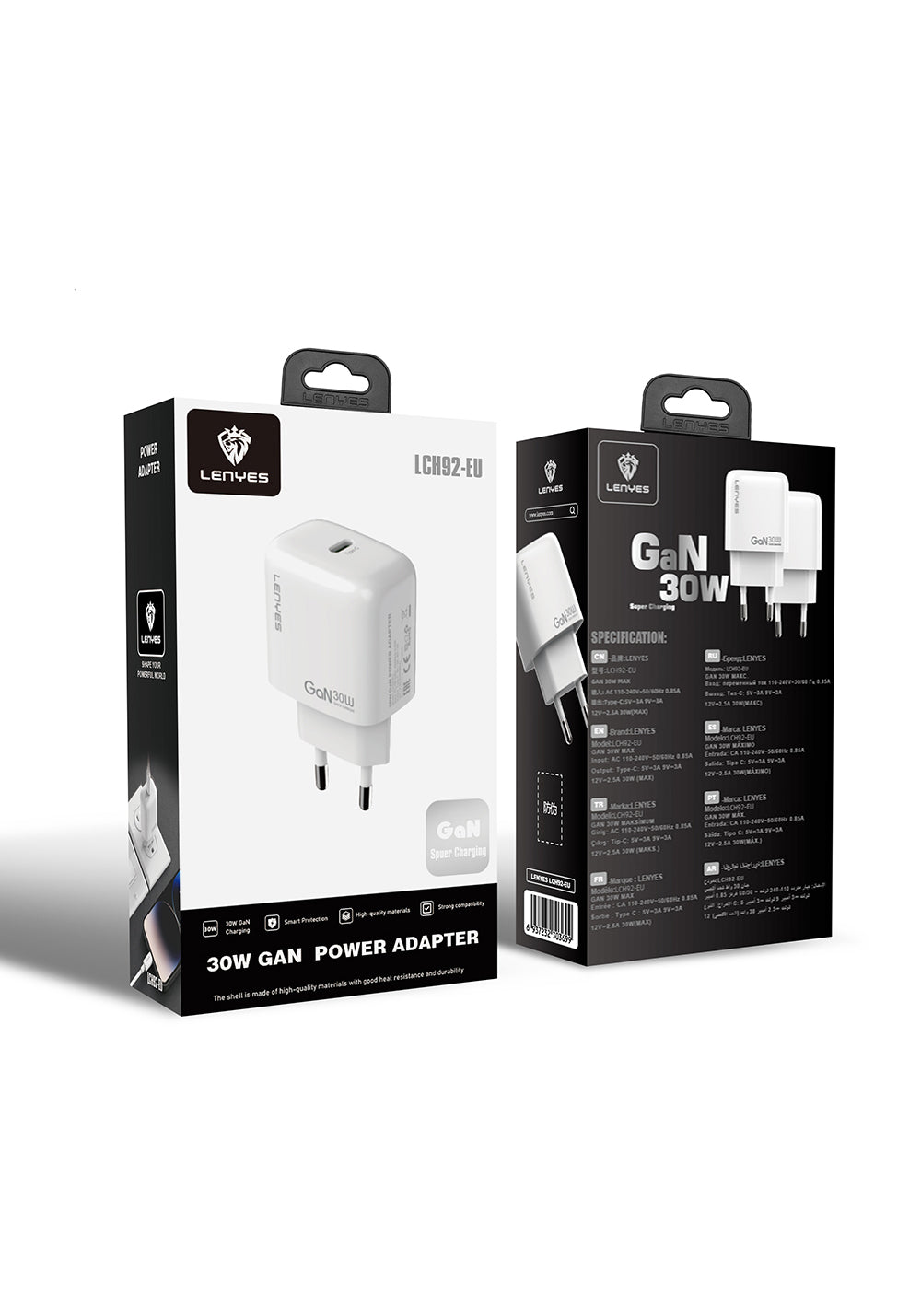 Lenyes LCH92 Type-C GaN Teknolojili PD Hızlı Şarj Özellikli Şarj Başlığı 30W