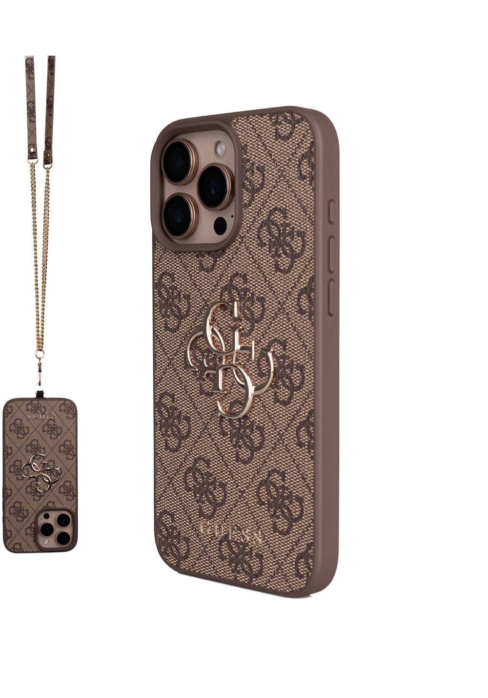 Apple iPhone 16 Pro Max Kılıf Guess Orijinal Lisanslı PU Deri 4G Büyük Metal Logolu Çapraz Vücut Askılı Kapak