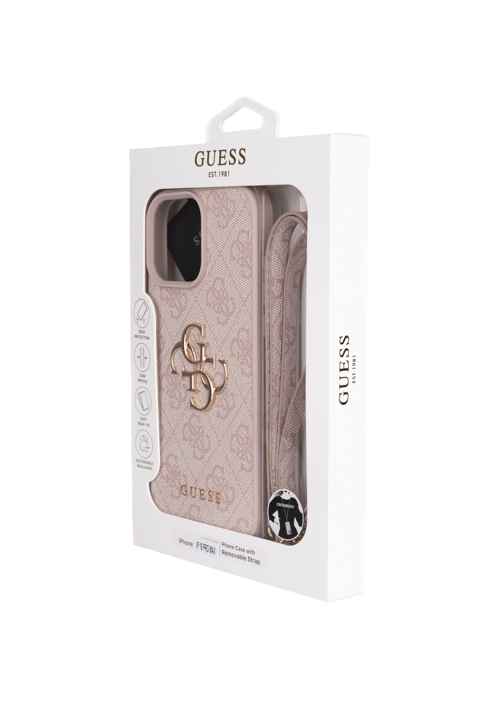 Apple iPhone 16 Pro Max Kılıf Guess Orijinal Lisanslı PU Deri 4G Büyük Metal Logolu Çapraz Vücut Askılı Kapak